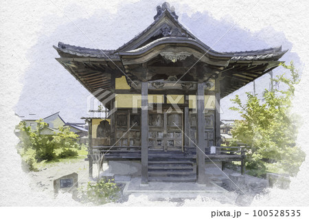 水彩画風　彦根市街　スミス記念堂　滋賀県彦根市 100528535