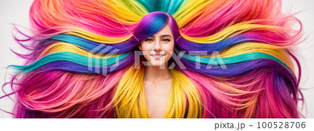 Girl with colorful hair 100528706