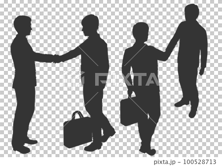 等距插圖集平面全長水平輪廓和兩個男人握手的俯視圖 100528713