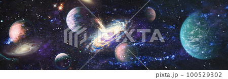 Colorful cosmos with stardust and milky way. Magic color galaxy. Infinite universe and starry night.Elements of this image furnished by NASA 100529302