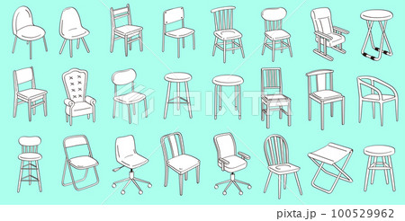 シンプルなイスの線画 100529962