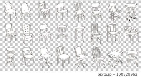 シンプルなイスの線画 100529962