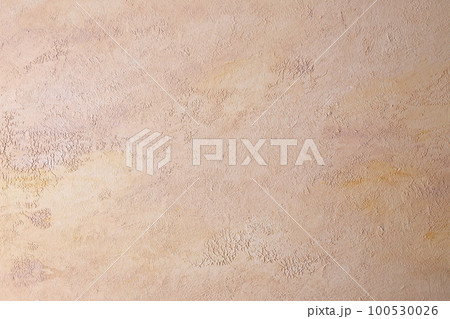 モデリングペーストとベージュ系の水彩絵の具を使って描いた抽象画 背景用のイメージ写真 100530026