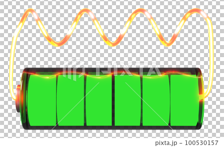 3d Battery charge indicator with wire isolated. battery short circuit concept, 3d render illustration 3d Battery charge indicator with wire isolated. battery short circuit concept, 3d render illustration 100530157