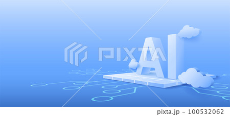 3D artificial intelligence with circuit electric background. Digital futuristic big data visualization and machine learning. vector banner art illustration. 3D artificial intelligence with circuit electric background. Digital futuristic big data visualization and machine learning. vector banner art illustration. 100532062