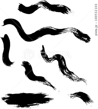 Dry Brush Wave Strokes Vector Grunge Set 100532103