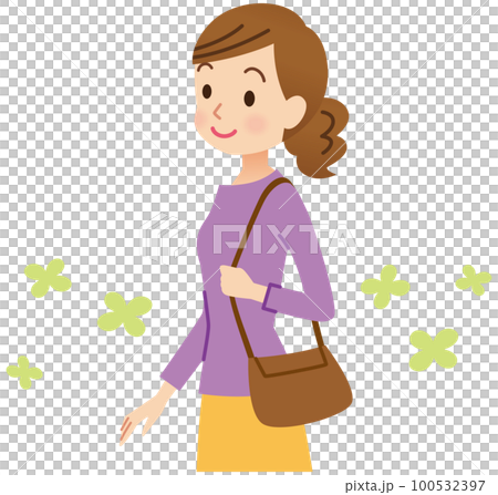 Young woman going out, commuting, shopping 100532397