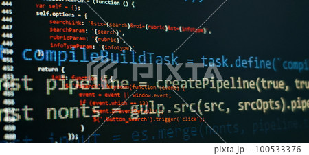 Computer source code programmer script developer.Code syntax on a computer screen 100533376