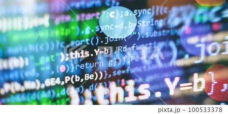 Mobile app developer. Innovative startup project. Website programming code. IT business. 100533378