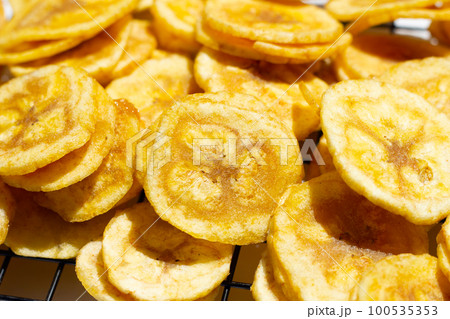 Banana stuffed with tamarind. Fruit snack 100535353