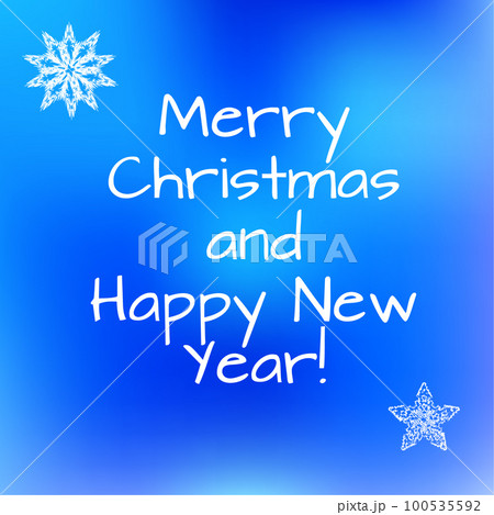 Merry Christmas and happy New Year lettering on blurred background. 100535592