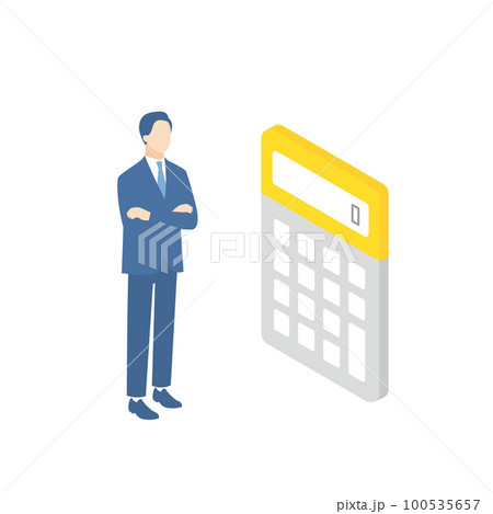 電卓で見積もりをするビジネスマン 100535657