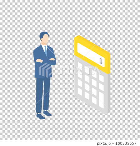 電卓で見積もりをするビジネスマン 100535657