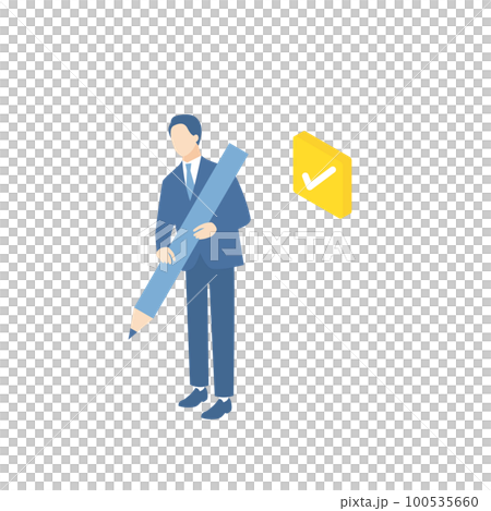 商人用鉛筆確認和檢查 100535660