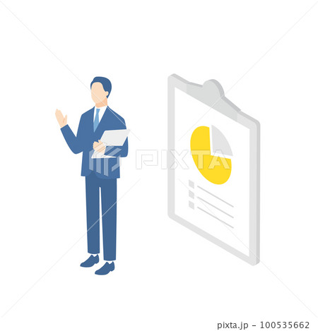 資料を用いてプレゼンするビジネスマン 100535662