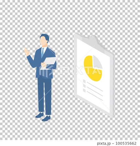 Businessman giving a presentation using materials 100535662