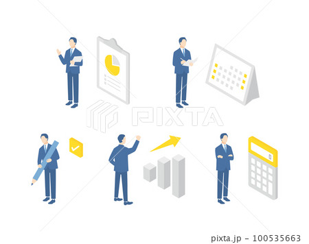 様々なビジネスシーンのアイソメトリックセット 100535663