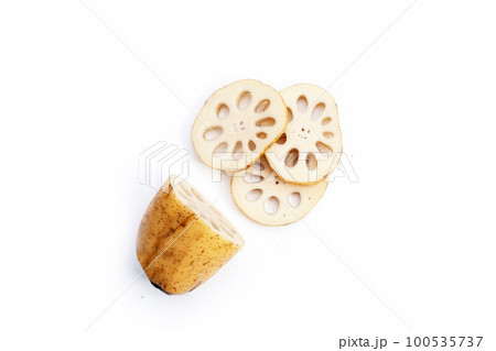 Lotus root on white background Lotus root on white background 100535737