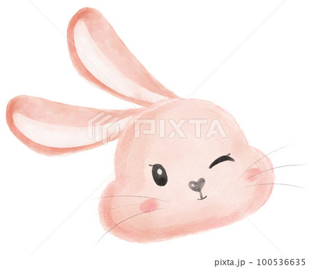 cute sweet kawaii happy smile baby bunny rabbit watercolour cartoon  kid animal spring Easter egg 100536635