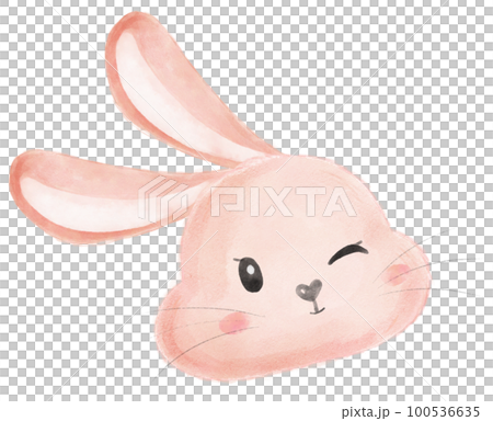 cute sweet kawaii happy smile baby bunny rabbit watercolour cartoon  kid animal spring Easter egg 100536635
