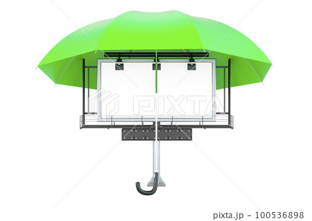 Empty outdoor advertising billboard under umbrella. 3D rendering 100536898