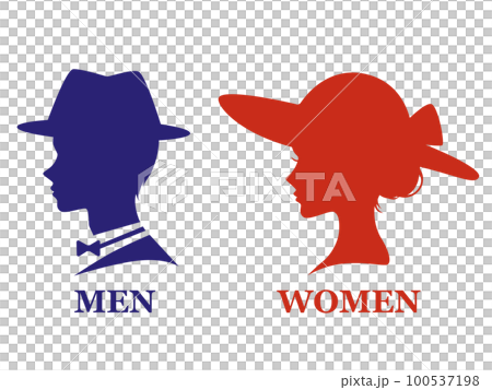 男性和女性廁所標記 100537198