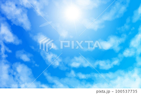 青空と雲と太陽の輝き05 見上げた空のイラスト素材 [100537735] - PIXTA