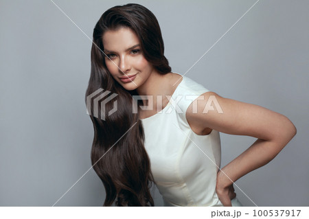 Perfect young woman brunette posing, studio fashion beautyportrait Perfect young woman brunette posing, studio fashion beautyportrait 100537917