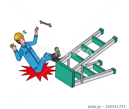 脚立から転落する作業員男性 100541751