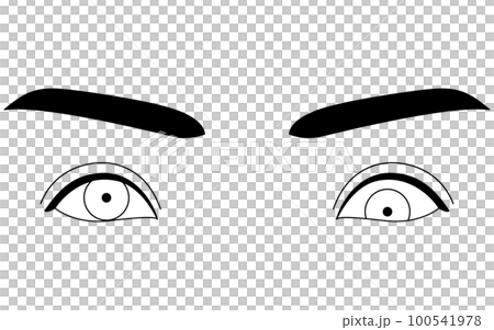 医療イラスト、眼病・斜視　上斜視の図解線画イラスト 100541978