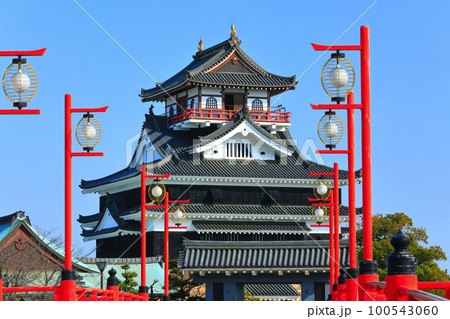 【愛知県】五条川の大手橋と清州城 100543060