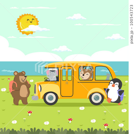 Cartoon animals go to school 100543723