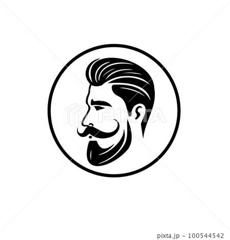 Silhouette of a man s head with a beard on a white background. Silhouette of a man s head with a beard on a white background. 100544542