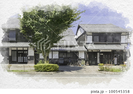 水彩画風 彦根市街 夢京橋キャッスルロード 滋賀県彦根市 水彩画風 彦根市街 夢京橋キャッスルロード 滋賀県彦根市 100545358