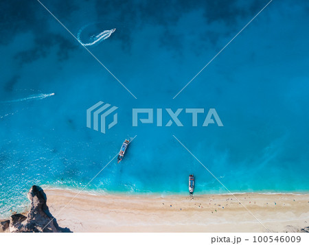 directly above view of egremni beach at Lefkada island, Greece 100546009
