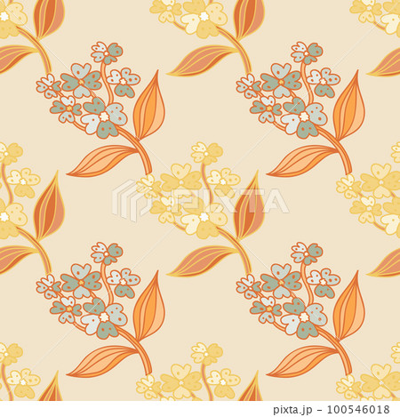 Seamless pattern with decorative flowers. Floral background. Cute plants endless backdrop. 100546018
