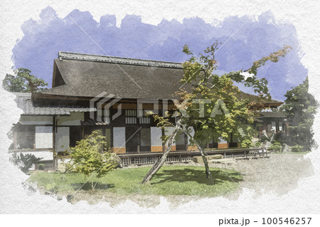 水彩画風 彦根城 玄宮楽々園 槻御殿 御書院 滋賀県彦根市 水彩画風 彦根城 玄宮楽々園 槻御殿 御書院 滋賀県彦根市 100546257