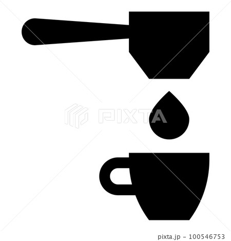 Coffee drop in cup filtering cuping portafilter drip icon black color vector illustration image flat style 100546753