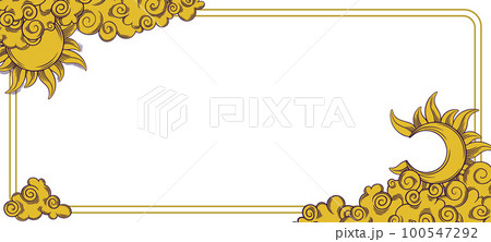Tarot banner with moon and sun. Golden tarot frame for esoteric designs. Vector illustration Tarot banner with moon and sun. Golden tarot frame for esoteric designs. Vector illustration 100547292