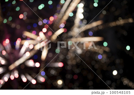 On a black background bokeh from explosions of colorful fireworks. On a black background bokeh from explosions of colorful fireworks. 100548105