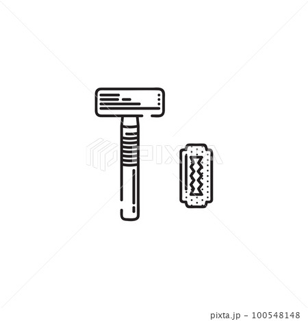Zero waste reusable razor with blade icon. Zero waste reusable razor with blade icon. 100548148