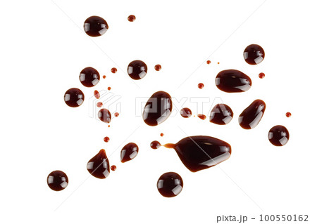 Balsamic vinegar isolated on white background. Top view. Flat lay 100550162