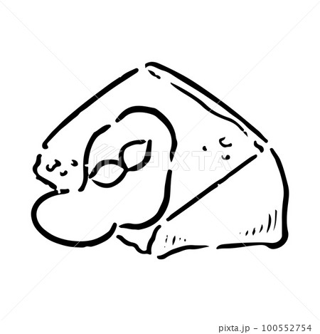 手描きのシフォンケーキイラスト 白黒 手描きのシフォンケーキイラスト 白黒 100552754