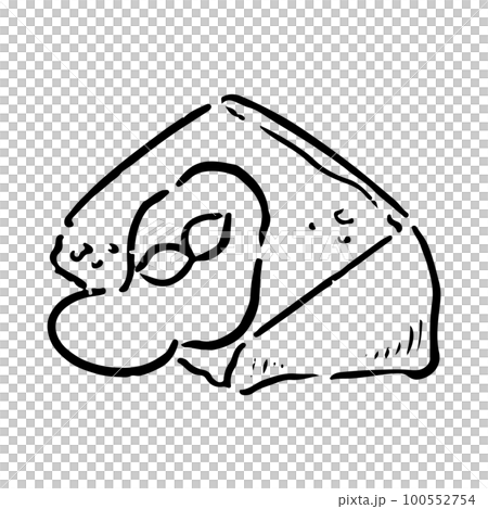 手描きのシフォンケーキイラスト 白黒 手描きのシフォンケーキイラスト 白黒 100552754