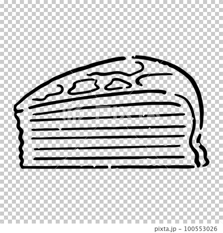 手描きのミルクレープイラスト　白黒 100553026