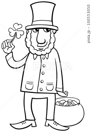 cartoon Leprechaun with clover on Saint Patrick Day coloring page cartoon Leprechaun with clover on Saint Patrick Day coloring page 100553050