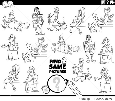 find two same cartoon persons game coloring page find two same cartoon persons game coloring page 100553079