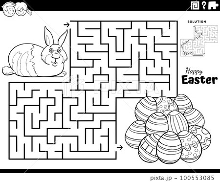 maze with Easter Bunny and Easter eggs coloring page maze with Easter Bunny and Easter eggs coloring page 100553085