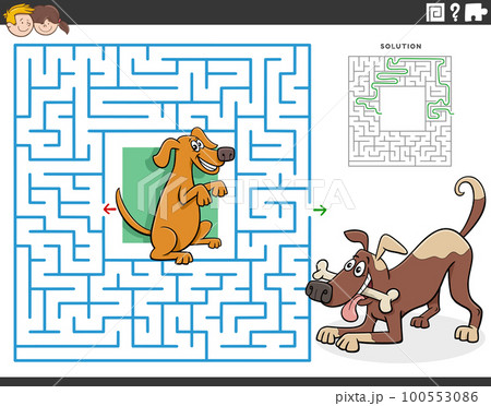maze game with cartoon dogs animal characters maze game with cartoon dogs animal characters 100553086