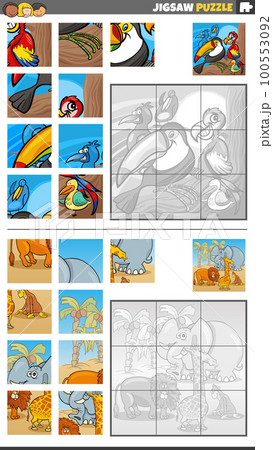 jigsaw puzzle game set with cartoon animal characters jigsaw puzzle game set with cartoon animal characters 100553092